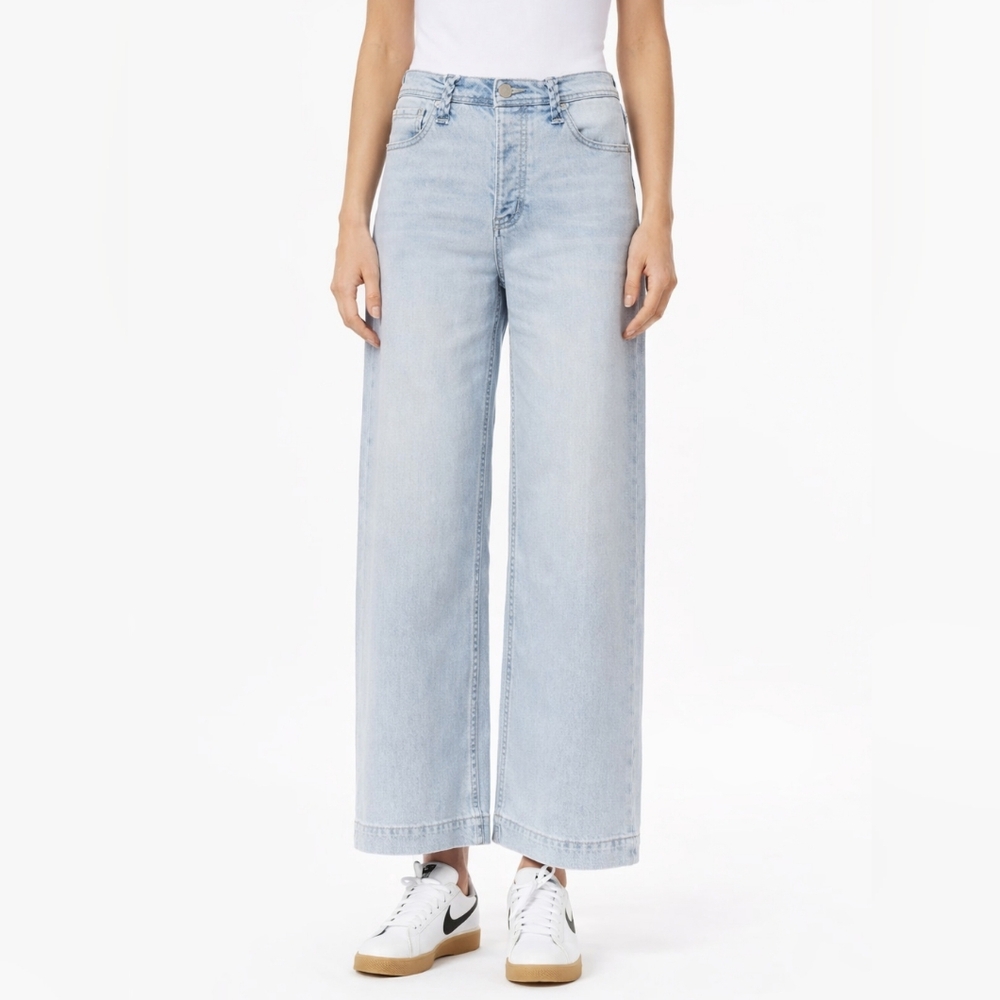 Scotch & SODA The Sky High Waist Straight Wide Leg Jeans Stone Wash Blue 10 / 30